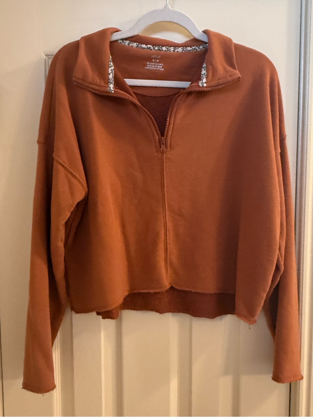 aerie Rust Half-Zip Cropped Pullover
